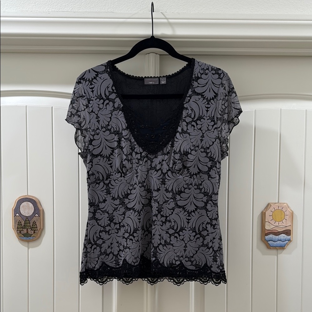 Apt 9: Elegant Black Lace Women's Top